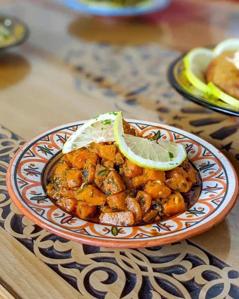 Salade de carottes au cumin et citron servie chez Riad Al Andalous