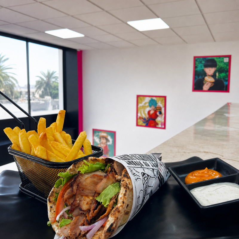 Wrap kebab garni et frites avec sauces chez Linan Kebab
